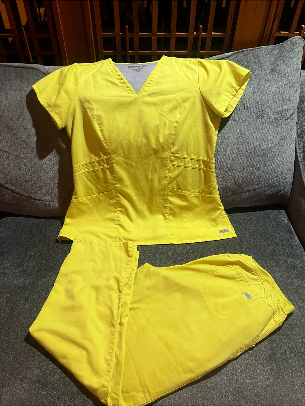Grey's Anatomy Bright Yellow Straight Leg Scrub Pants & Top